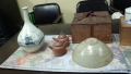 高麗茶碗、青磁獅子香炉、古伊万里の徳利、清朝壺、朱泥の急須k