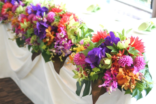 博物花屋マニエラ Wani Wedding Flower Creation 南国ムードのウェディング装花